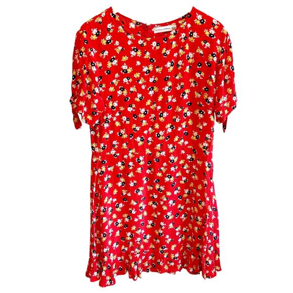 Faithfull the Brand Daphne Red Floral Mini Dress -size 10 - Picture 2 of 7